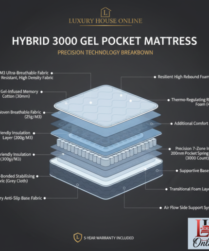 3000 Pocket Gel Mattress | 5-Year Warranty | Luxury House Online