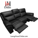 Montana Ritz Black Leather Recliner Sofa 3 Seater Front View