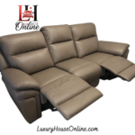 Montana Ritz Leather Recliner Sofa in Brown Taupe Modern Style