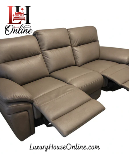 Montana Ritz Leather Recliner Sofa in Brown Taupe Modern Style