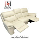 Leather ivory 3 seater recliner sofa