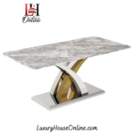 The Lucy Coffee Table is a bold centrepiece that blends sculptural elegance with modern luxury. Featuring a square marble top and a striking interwoven metal base in chrome and gold finishes, it’s designed to elevate any living space with artistic flair and premium materials. This table is part of the Lucy Collection, which includes a matching Dining Table, Console Table, and Lamp Table, all available with the same signature base and a wide range of interchangeable tops. Whether placed in a luxury lounge, a designer apartment, or a modern showroom, the Lucy Coffee Table delivers timeless style and everyday functionality.
