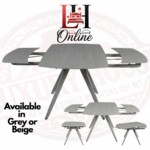 Cambridge Grey Sintered Stone Extendable Dining Table with 4 Fixed Quilted Chairs
