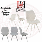 Cambridge Grey Sintered Stone Extendable Table with 4 Fixed Quilted Chairs