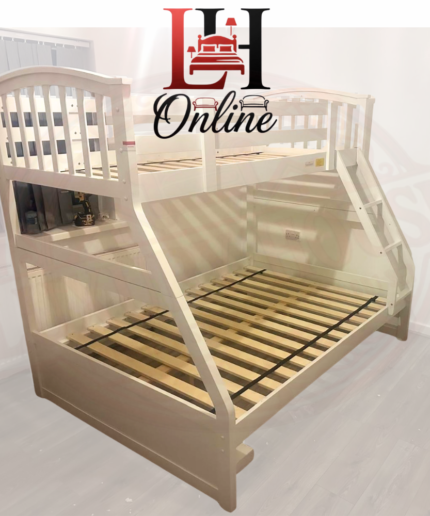 Joseph White Wooden Triple Bunk Bed with Under-Bed Storage.