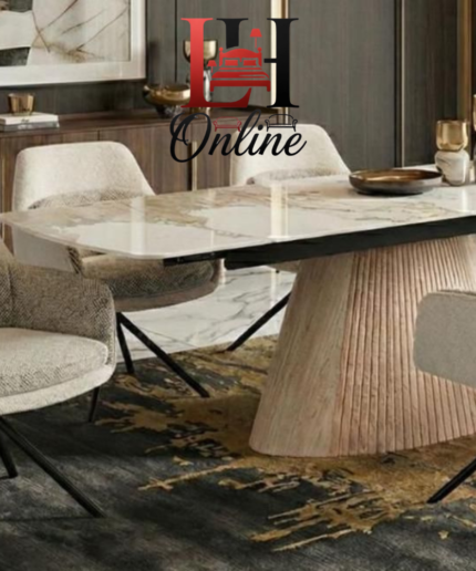 Monaco Extendable Sintered Stone Table in Pandora Beige with Swivel Chairs.