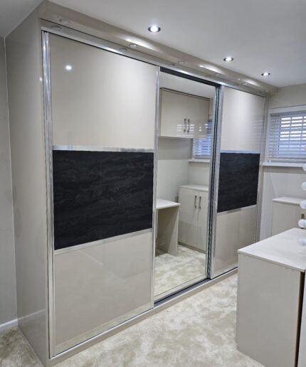 Mirrored sliding doors for sloping ceilings.