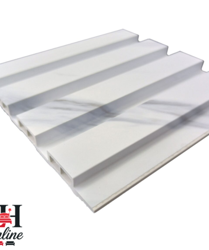 Decorative wood and marble effect wall slats for luxury interior feature walls.