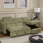 Modern U-Shape Convertible Sleeper Sofa Bed with Dual Storage