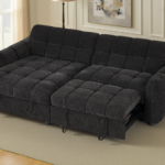 Grid-Tufted Modern Corner Sleeper Sofa Bed with Storage Chaise