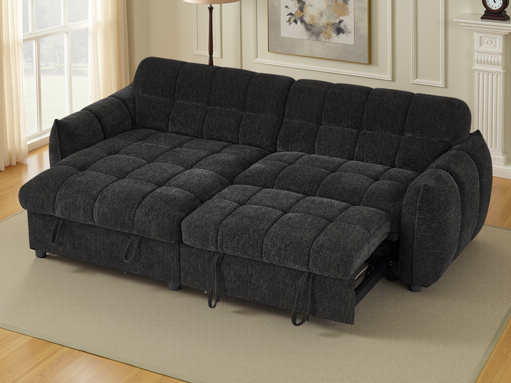 Beehive Furniture Catalogue July 2026 (1)-261 Grid-Tufted Modern Corner Sleeper Sofa Bed with Storage Chaise - Image 1