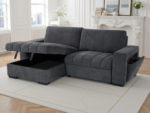 Grid-Tufted Modern Corner Sleeper Sofa Bed with Storage Chaise - Image 5