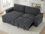 Grid-Tufted Modern Corner Sleeper Sofa Bed with Storage Chaise - Image 4