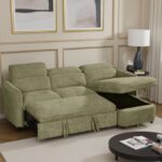 Modern Sectional Sofa Bed with Pull-Out and Storage Chaise