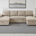 Modern U-Shaped Channel Tufted Sectional Sofa Bed with Dual Storage
