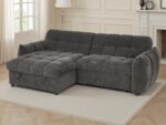 Modern Grid Tufted Sectional Sofa Bed with Storage