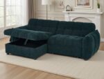 Modern Grid Tufted Sectional Sofa Bed with Storage - Image 2