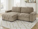 Grid-Tufted Modern Corner Sleeper Sofa Bed with Storage Chaise