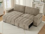 Modern Channel Tufted Sectional Sofa Bed with Pull-Out Sleeper