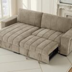 Modern Channel Tufted Sectional Sofa Bed with Pull-Out Sleeper