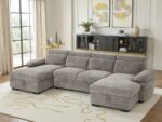 Modern U-Shaped Sectional Sofa Bed with Dual Storage - Image 3
