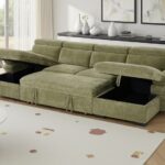 Modern U-Shaped Sectional Sofa Bed with Dual Storage