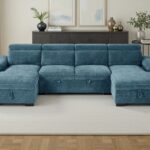 Modern U-Shaped Sectional Sofa Bed with Dual Storage