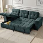 Modern Sectional Sofa Bed with Pull-Out Sleeper and Storage
