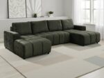 Modern U-Shaped Sectional Sofa Bed with Channel-Tufted Design