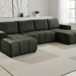Modern U-Shaped Sectional Sofa Bed with Channel-Tufted Design