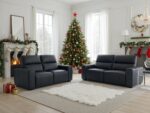 Modern Faux Leather Power Reclining Sofa Suite