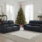 Modern Faux Leather Power Reclining Sofa Suite