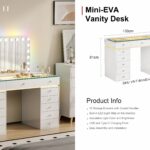 Mini-EVA Vanity Desk with Glass Top, 13 Drawers & Charging Ports