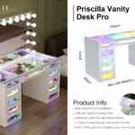 Priscilla Vanity Desk Pro with Glass Top, RGB Lighting & 11 Glass Fronted Drawers