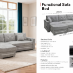 Functional Convertible Sectional Sofa Bed with Storage Chaise & Tech Station