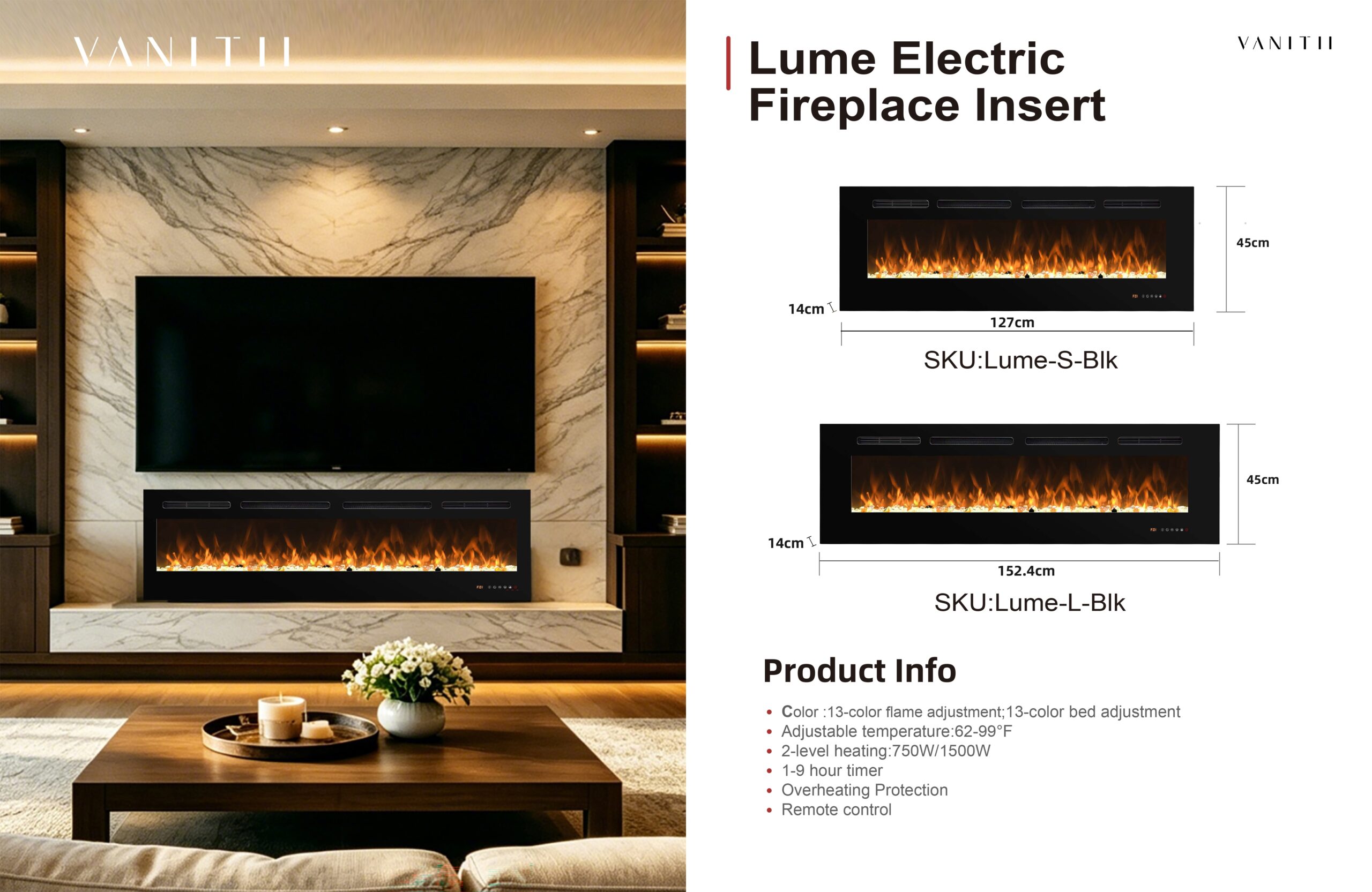 VANITII Catalog-0514-19.jpg Lume Electric Fireplace Insert with 13-Color Flame & Ember Bed Lighting - Image 1